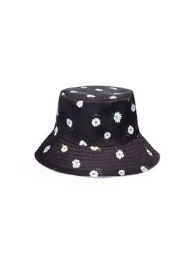 Alice + Olivia Black Daisy Print Bucket Hat